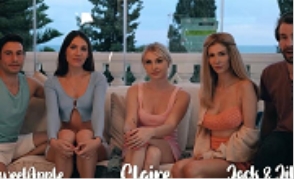 五人派对的Orgy活动，包括三名女性和两名男性，1V-1.3G